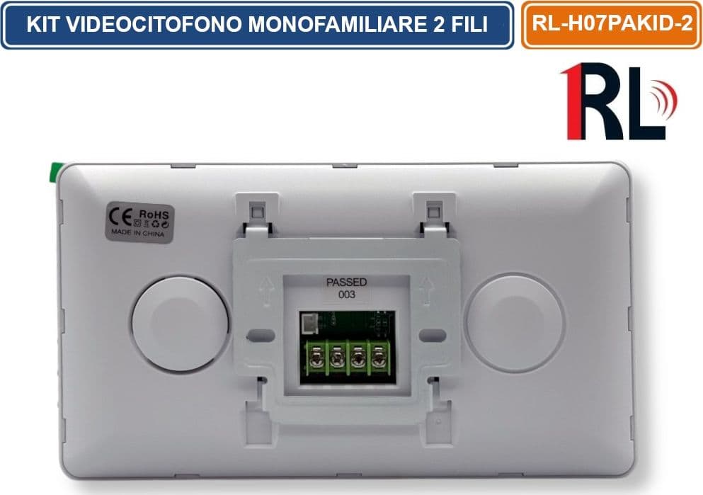 KIT VIDEOCITOFONO MONOFAMILIARE A 2 FILI MONITOR A COLORI 7" APERTURA ELETTROSERRATURA E CANCELLO CON RFID - 3