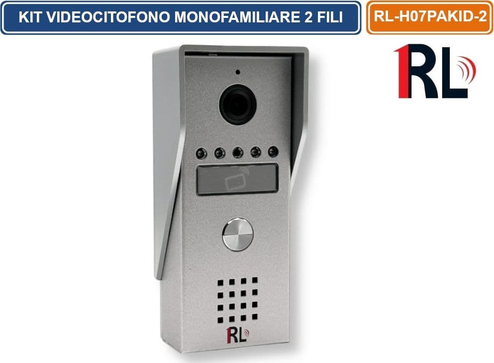 KIT VIDEOCITOFONO MONOFAMILIARE A 2 FILI MONITOR A COLORI 7" APERTURA ELETTROSERRATURA E CANCELLO CON RFID - 4