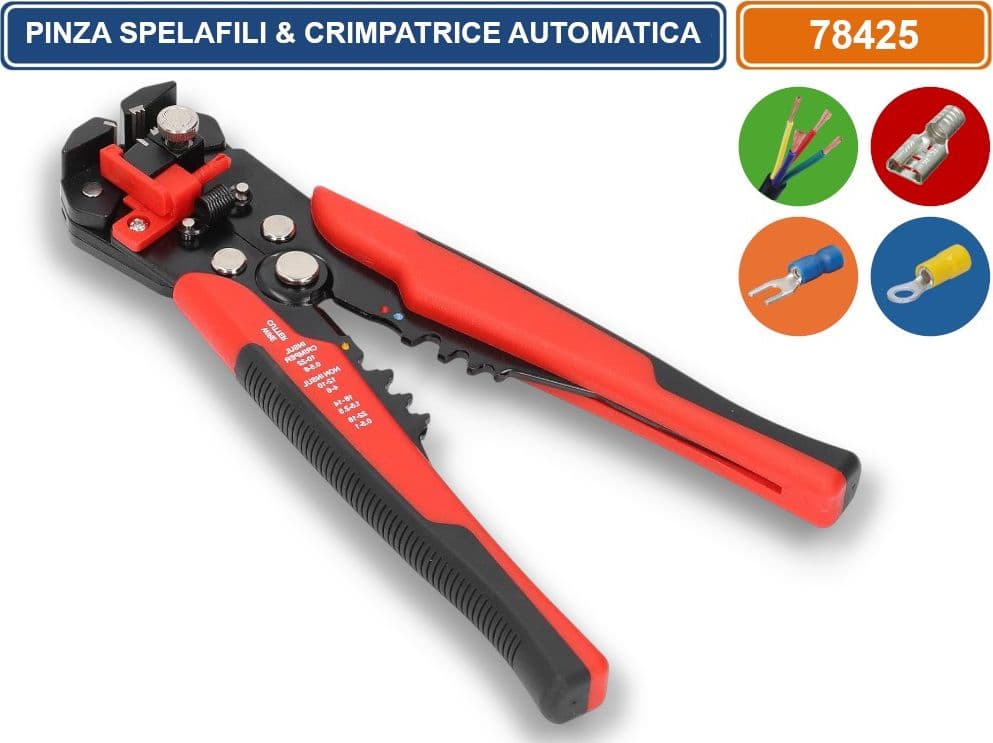 PINZA MULTIFUNZIONE SPELLAFILI CRIMPATURA E TAGLIO SPELLATURA REGOLABILE PER 0.2-6.0 mm²/10-24 AWG - 2