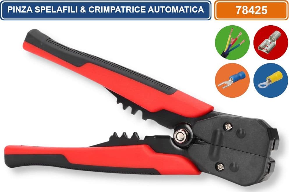 PINZA MULTIFUNZIONE SPELLAFILI CRIMPATURA E TAGLIO SPELLATURA REGOLABILE PER 0.2-6.0 mm²/10-24 AWG - 3