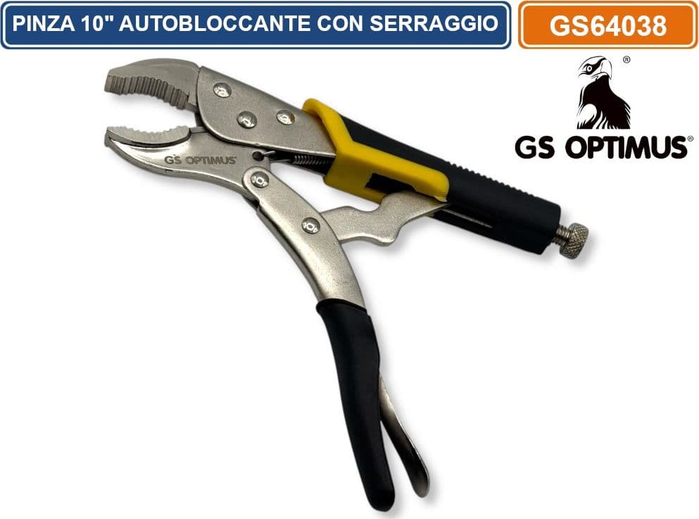 GS OPTIMUS GS64038 PINZA AUTOBLOCCANTE 10" CON RELOZIONE SERRAGGIO A VITE IMPUGNATURA ERGONOMICA - 2