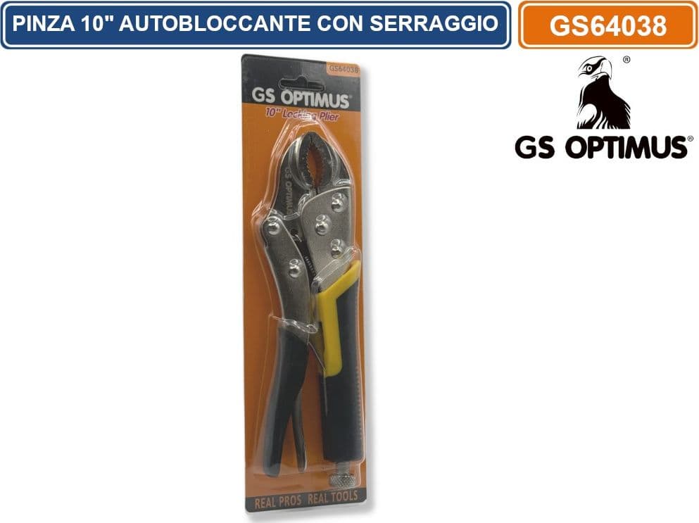 GS OPTIMUS GS64038 PINZA AUTOBLOCCANTE 10" CON RELOZIONE SERRAGGIO A VITE IMPUGNATURA ERGONOMICA - 3