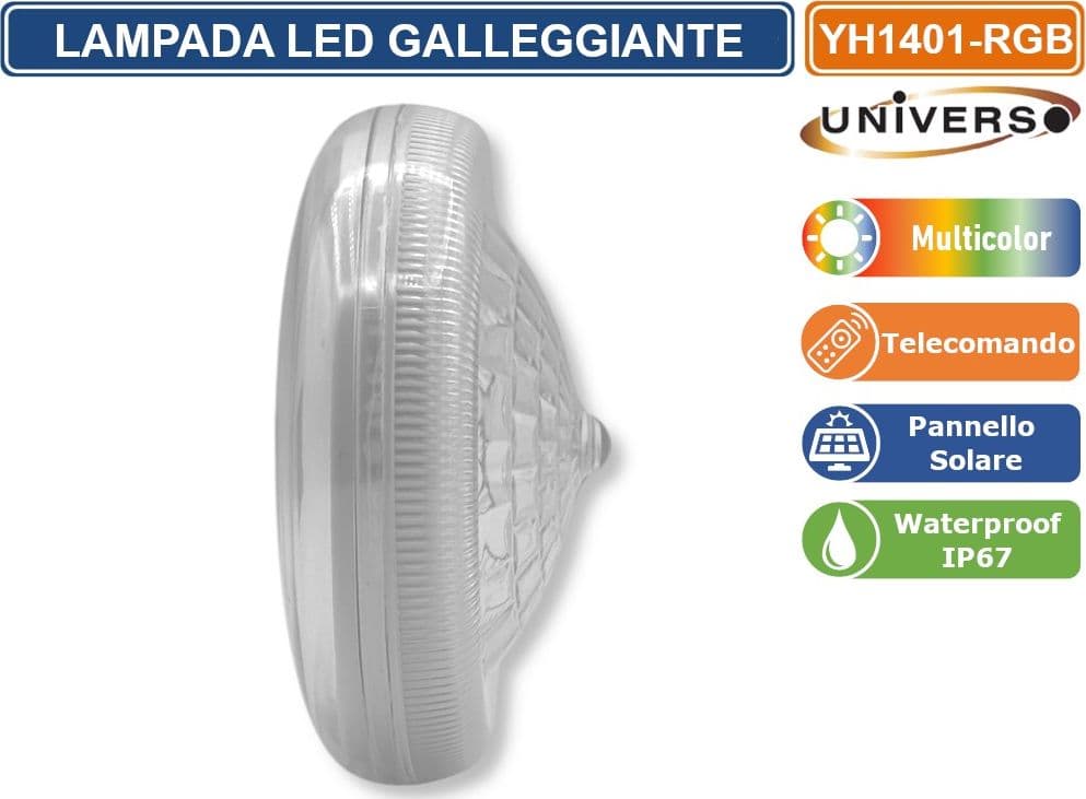 UNIVERSO YH1401-RGB LAMPADA LED RGB GALLEGGIANTE SOLARE PER PISCINA 0,5W CON TELECOMANDO 24 TASTI, EFFETTI MULTICOLORE, BATTERIA RICARICABILE E PROTEZIONE IP67 - 5