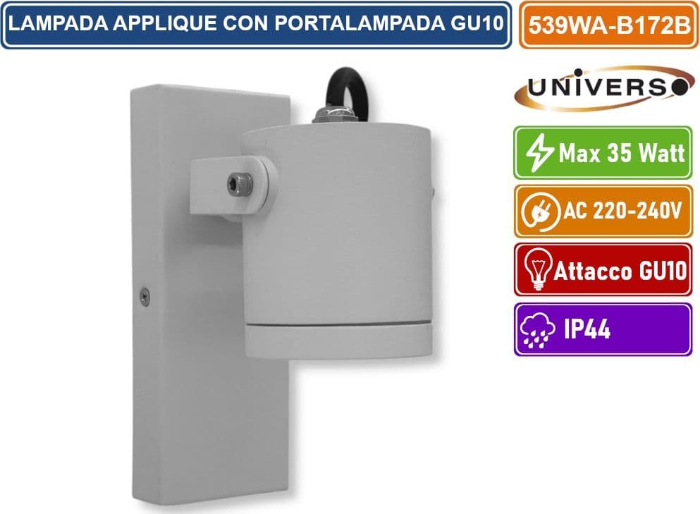 UNIVERSO 539WA-B172-B APPLIQUE PORTALAMPADA WALL LIGHT DA MURO PER LAMPADINE GU10 CON TESTA ORIENTABILE - 3