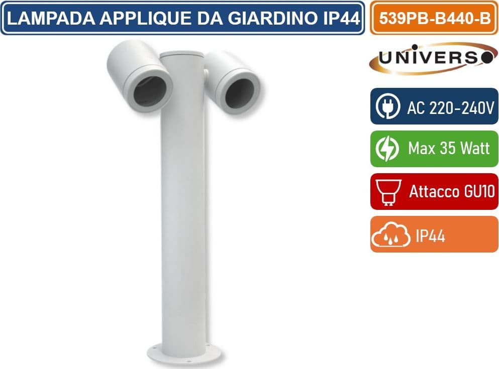 UNIVERSO 539PB-B440-B LAMPIONE 45CM DA GIARDINO CON DIFFUSORI ORIENTABILI PER ESTERNO IP44 CON ATTACCHI GU10 - 2