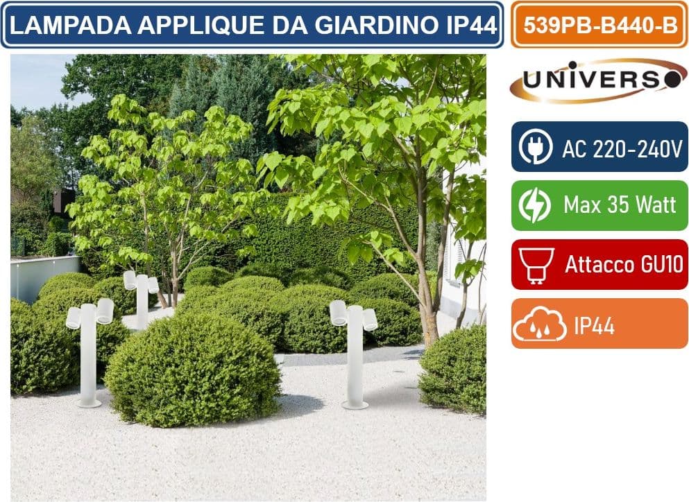 UNIVERSO 539PB-B440-B LAMPIONE 45CM DA GIARDINO CON DIFFUSORI ORIENTABILI PER ESTERNO IP44 CON ATTACCHI GU10 - 4