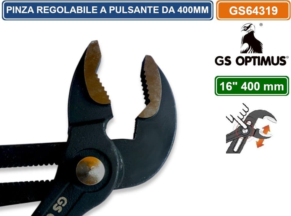 PINZA A PAPPAGALLO 400MM REGOLABILE PER TUBI CON PULSANTE DI REGOLAZIONE RAPIDA CROMO VANADIO - 3