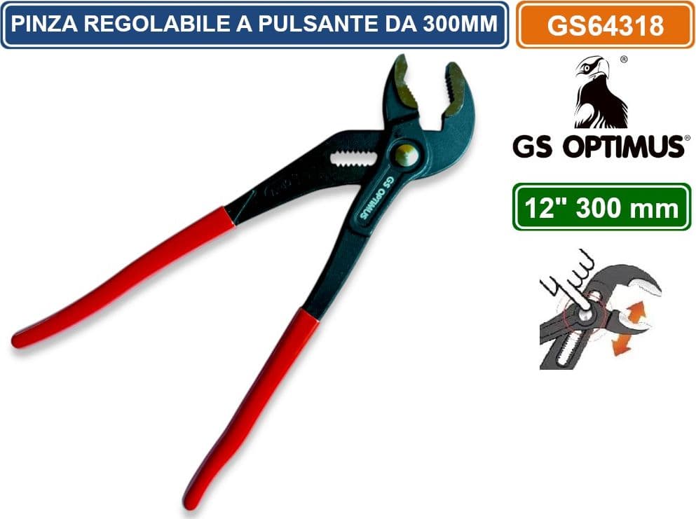 PINZA A PAPPAGALLO 300MM REGOLABILE PER TUBI CON PULSANTE DI REGOLAZIONE RAPIDA CROMO VANADIO - 2