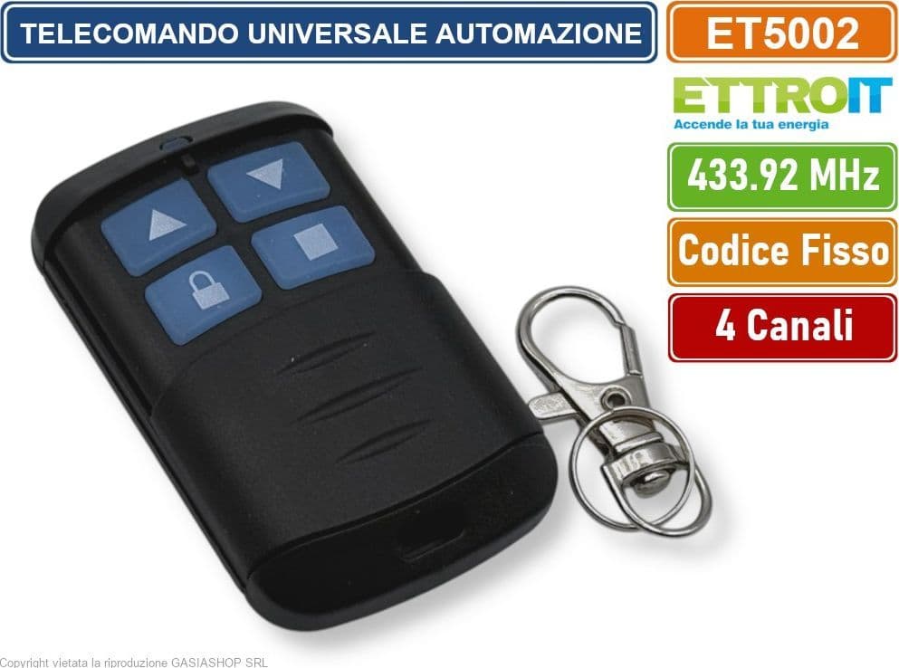 ETTROIT ET6003 TELECOMANDO RADIOCOMANDO PER AUTOMAZIONE CANCELLI 4 CANALI FREQUENZA 433 MHZ CODICE FISSO - 4