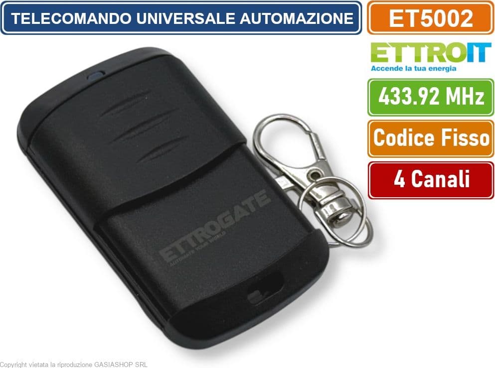ETTROIT ET6003 TELECOMANDO RADIOCOMANDO PER AUTOMAZIONE CANCELLI 4 CANALI FREQUENZA 433 MHZ CODICE FISSO - 2