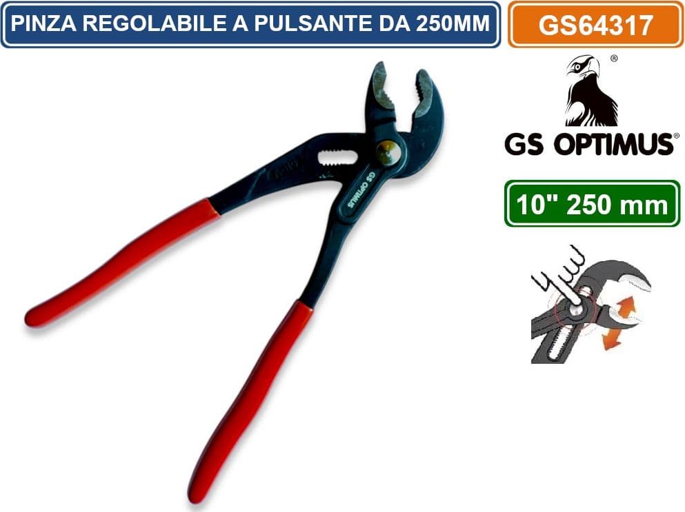 PINZA A PAPPAGALLO 250MM REGOLABILE PER TUBI CON PULSANTE DI REGOLAZIONE RAPIDA CROMO VANADIO - 2