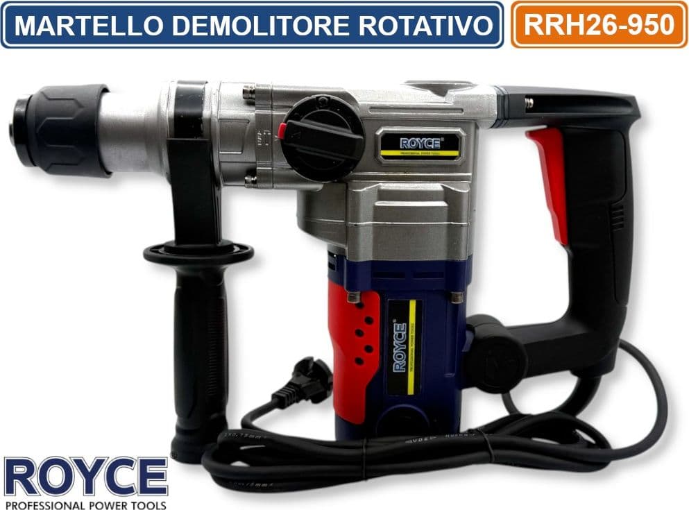 MARTELLO ROTATIVO DEMOLITORE PERCUSSIONE TASSELLATORE 950 WATT SDS PLUS FORO RRH26 4250BPM - 2