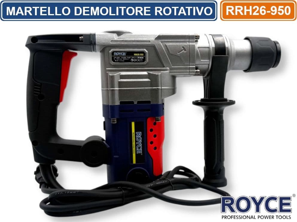 MARTELLO ROTATIVO DEMOLITORE PERCUSSIONE TASSELLATORE 950 WATT SDS PLUS FORO RRH26 4250BPM - 3