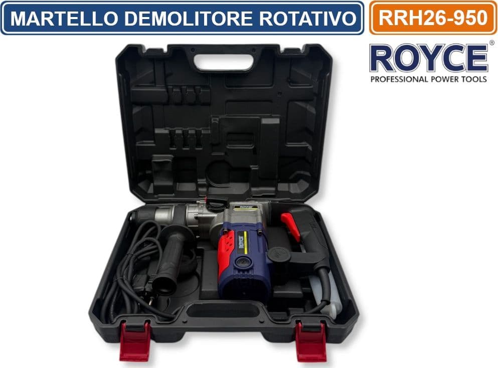 MARTELLO ROTATIVO DEMOLITORE PERCUSSIONE TASSELLATORE 950 WATT SDS PLUS FORO RRH26 4250BPM - 4