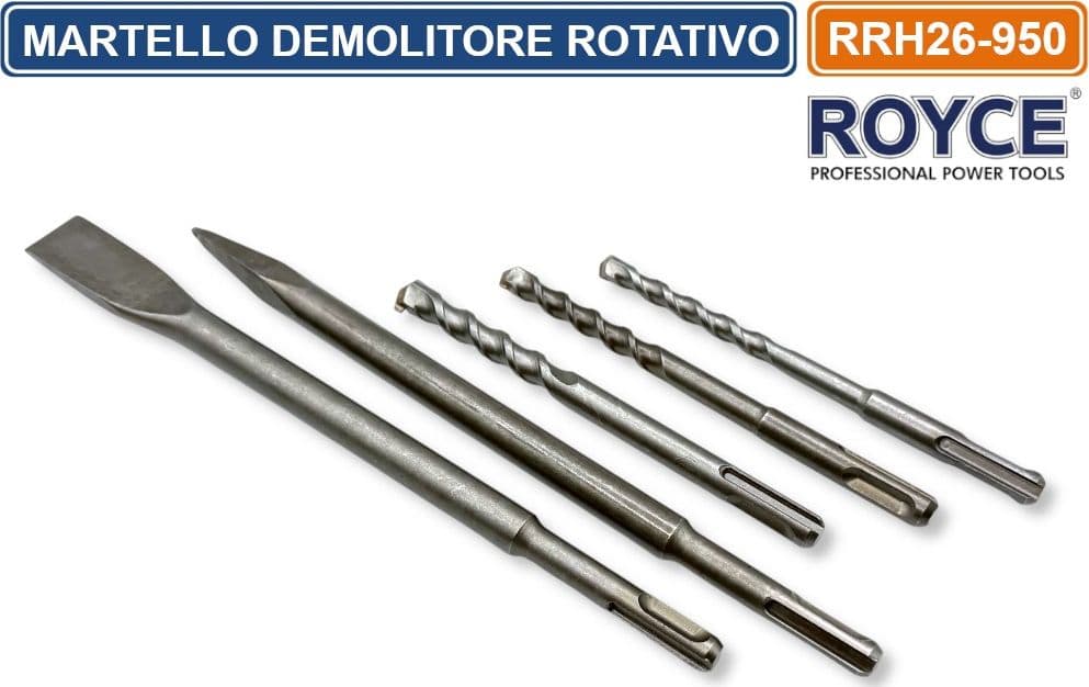MARTELLO ROTATIVO DEMOLITORE PERCUSSIONE TASSELLATORE 950 WATT SDS PLUS FORO RRH26 4250BPM - 5