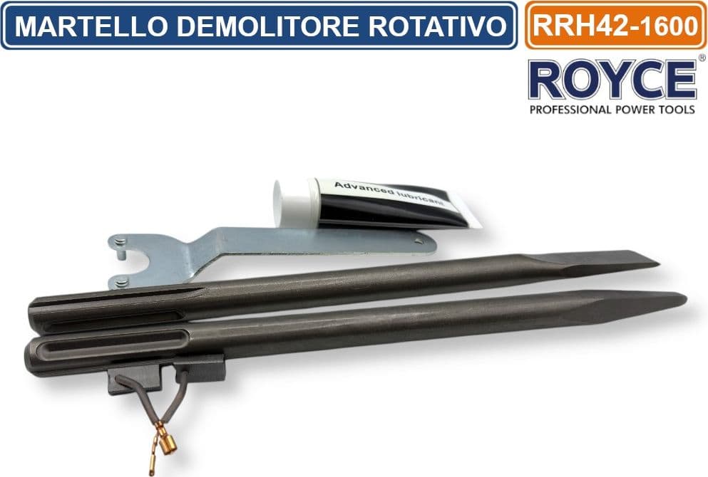 MARTELLO ROTATIVO DEMOLITORE SCALPELLATORE PERFORATORE 1600 WATT SDS MAX FORO RRH42 3800BPM 9.0 JOUL - 4