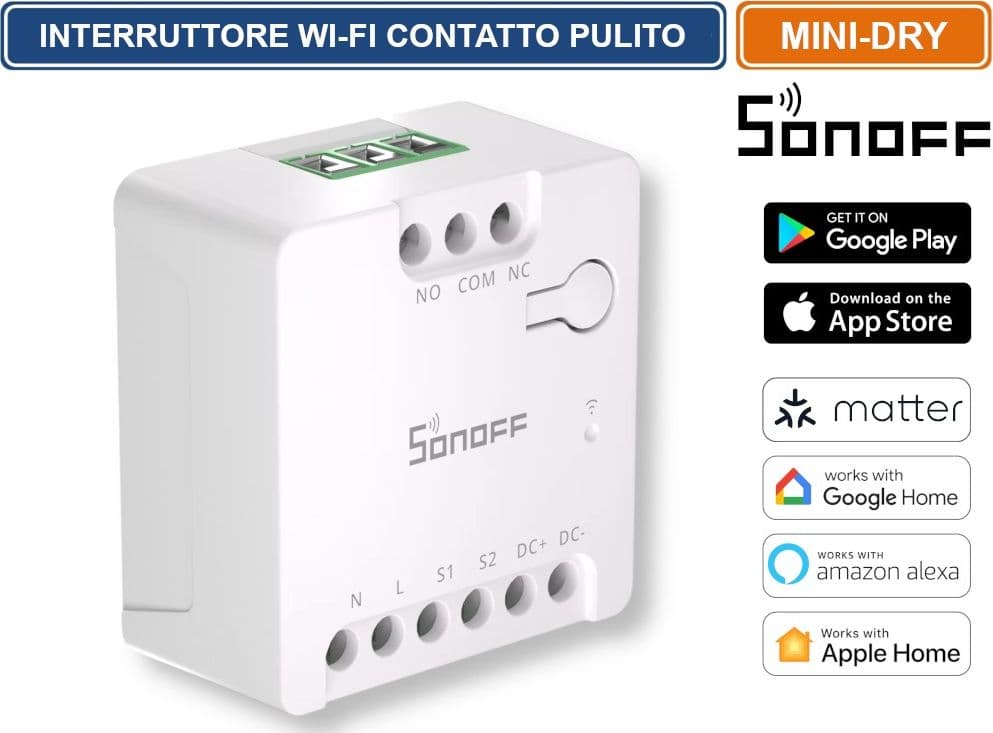 SONOFF MINI-D INTERRUTTORE INTELLIGENTE WI-FI A CONTATTO PULITO ALIMENTAZIONE AC/DC - 2