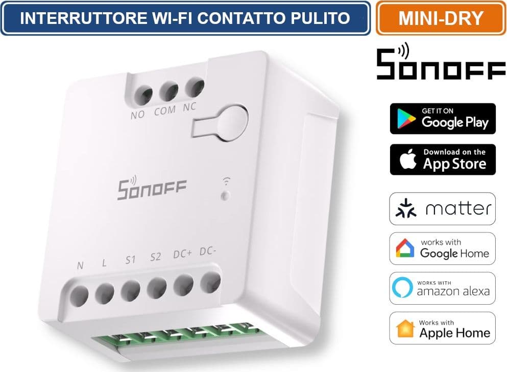 SONOFF MINI-D INTERRUTTORE INTELLIGENTE WI-FI A CONTATTO PULITO ALIMENTAZIONE AC/DC - 3