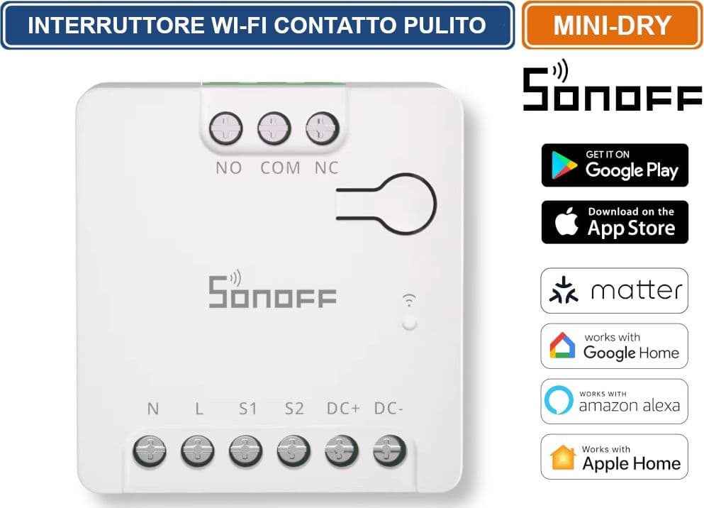SONOFF MINI-D INTERRUTTORE INTELLIGENTE WI-FI A CONTATTO PULITO ALIMENTAZIONE AC/DC - 4