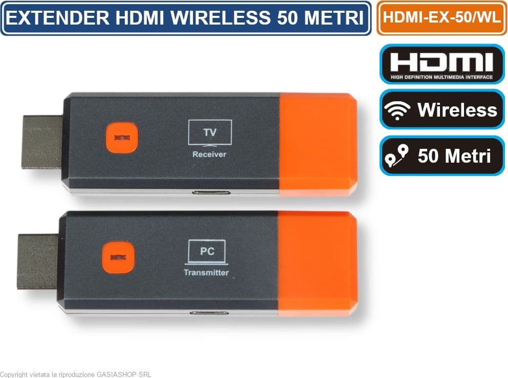EXTENDER ESTENSORE WIRELESS HDMI-EX-50/WL 5.8 GHz DISTANZA MAX 50 METRI FULL HD 1080P - 3