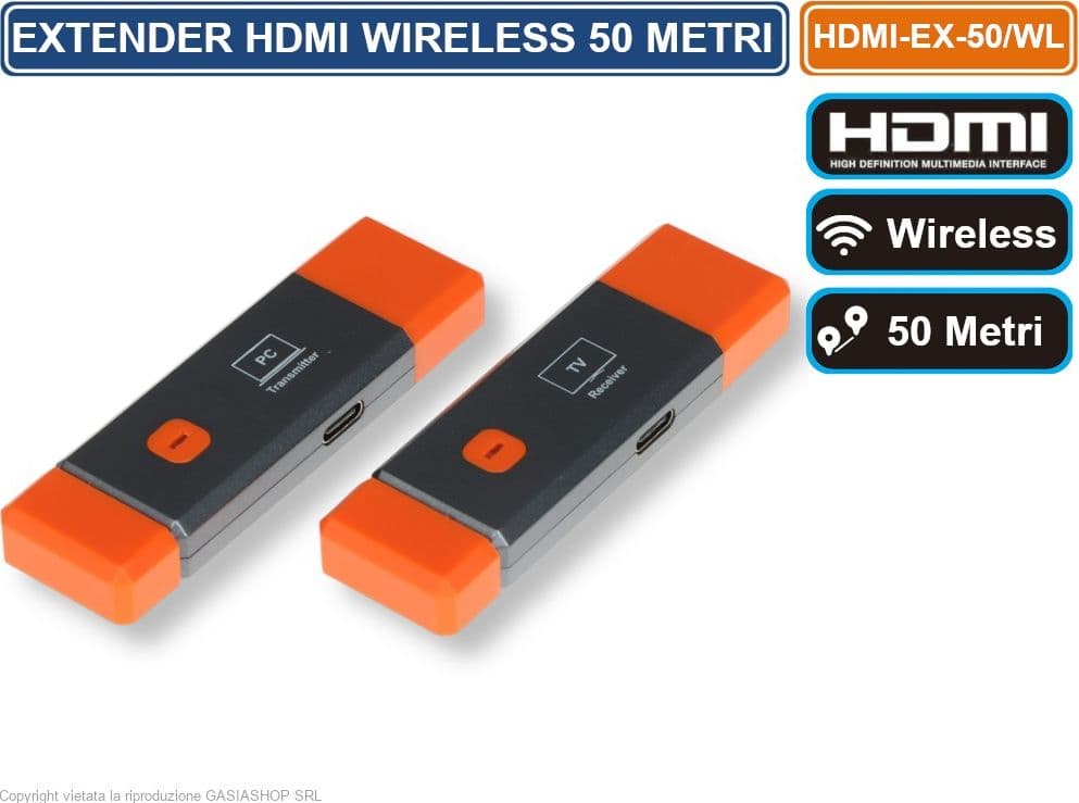 EXTENDER ESTENSORE WIRELESS HDMI-EX-50/WL 5.8 GHz DISTANZA MAX 50 METRI FULL HD 1080P - 4