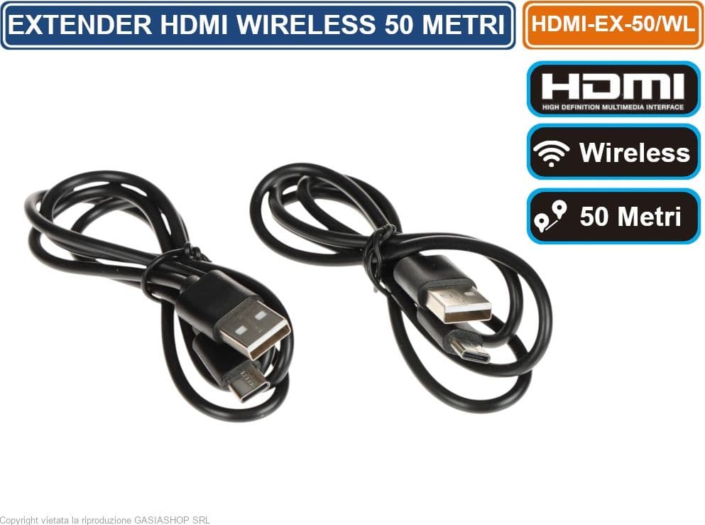 EXTENDER ESTENSORE WIRELESS HDMI-EX-50/WL 5.8 GHz DISTANZA MAX 50 METRI FULL HD 1080P - 5
