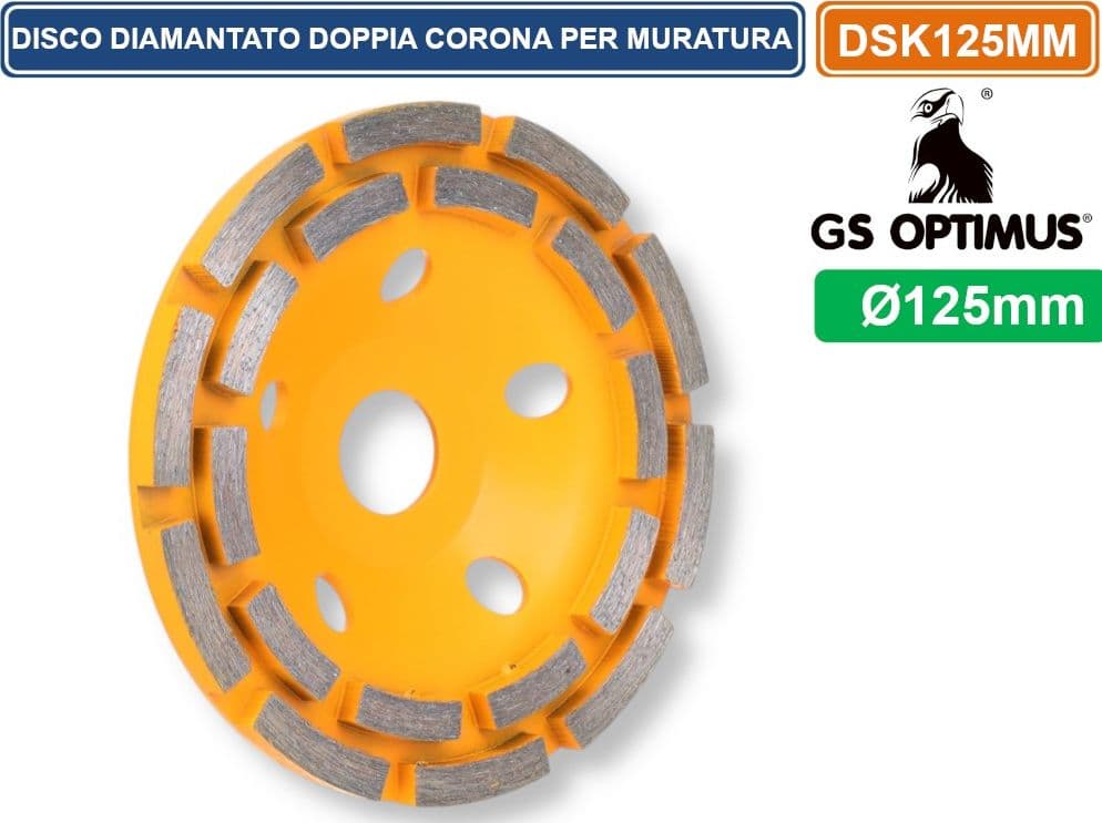 DISCO DIAMANTATO A DOPPIA CORONA PER SMERIGLIATRICE ANGOLARE Ø 125MM CALCESTRUZZO MARMO GRANITO PIETRA - 2