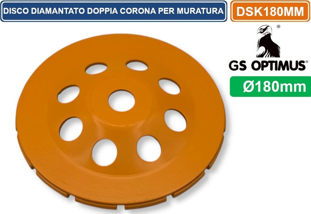 DISCO DIAMANTATO A DOPPIA CORONA PER SMERIGLIATRICE ANGOLARE Ø 180MM CALCESTRUZZO MARMO GRANITO PIETRA - 2