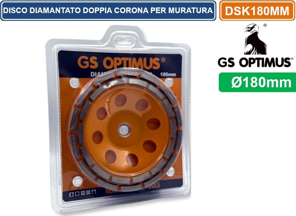 DISCO DIAMANTATO A DOPPIA CORONA PER SMERIGLIATRICE ANGOLARE Ø 180MM CALCESTRUZZO MARMO GRANITO PIETRA - 3