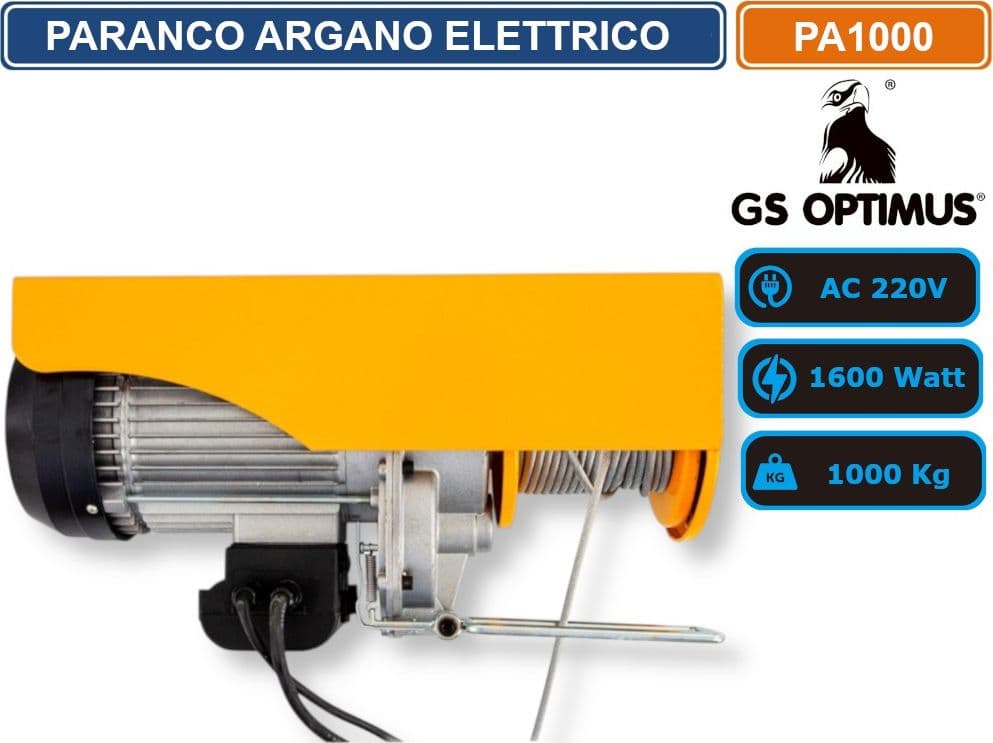 GS OPTIMUS PA1000 PARANCO ARGANO ELETTRICO CON PORTATA MAX 1000 KG E POTENZA DI 1600W CON COMANDO REMOTO - 3