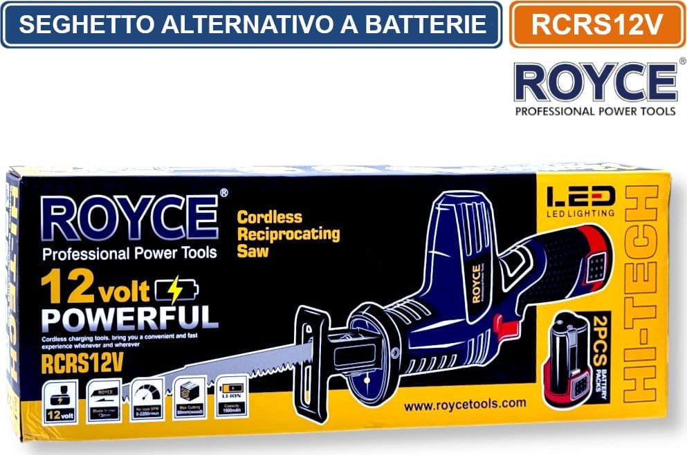 ROYCE RCRS12V SEGHETTO ALTERNATIVO ELETTRICO RICARICABILE A GATTUCCIO 2 BATTERIE MULTIMATERIALE CON DOPPIA BATTERIA AL LITIO 1500mAh - 5
