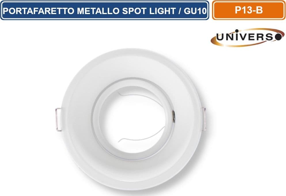 UNIVERSO P13-B PORTAFARETTO ROTONDO ORIENTABILE DA INCASSO IN METALLO BIANCO PER LAMPADE GU10 - 2
