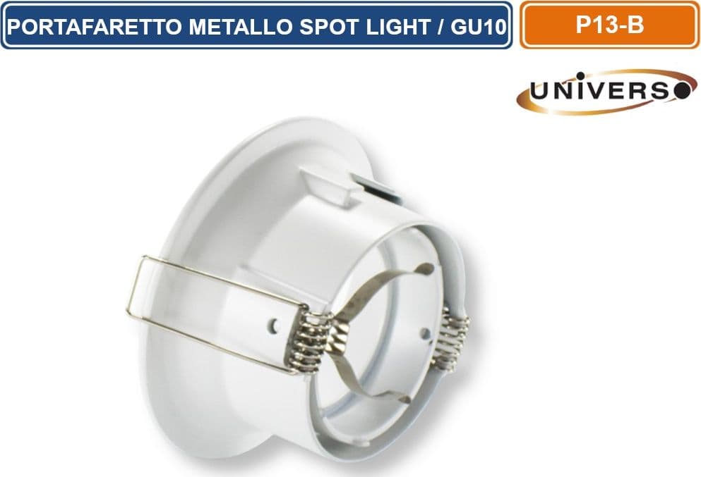 UNIVERSO P13-B PORTAFARETTO ROTONDO ORIENTABILE DA INCASSO IN METALLO BIANCO PER LAMPADE GU10 - 3