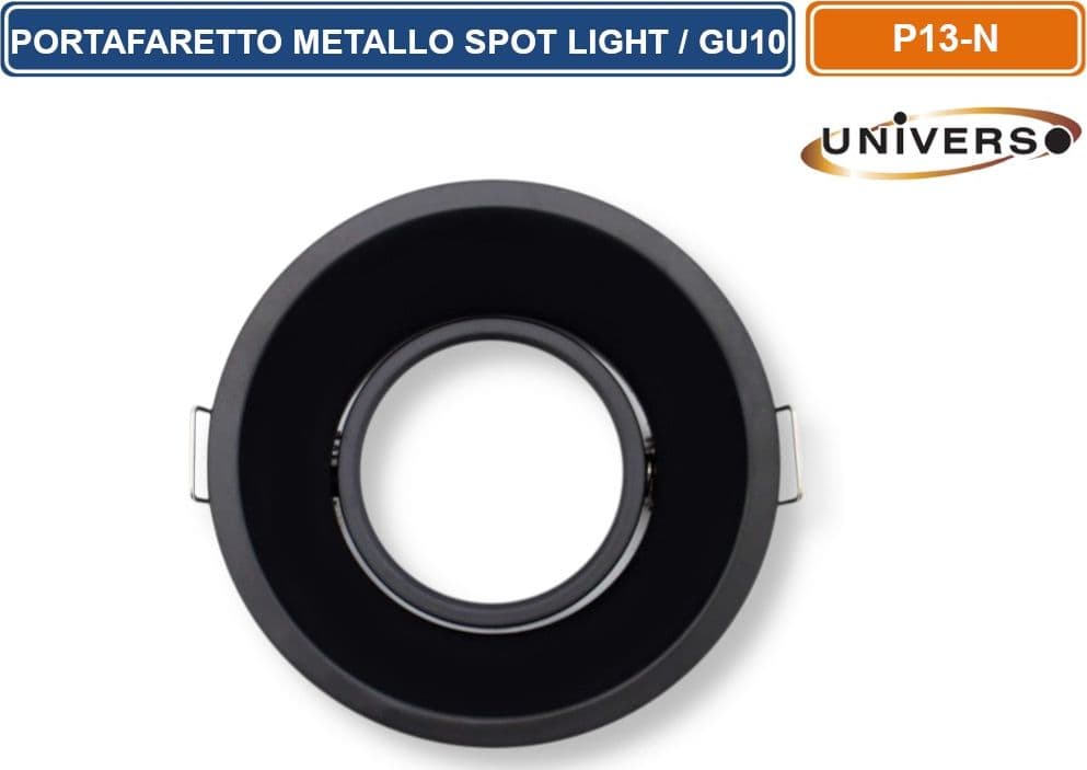 UNIVERSO P13-N PORTAFARETTO ROTONDO ORIENTABILE DA INCASSO IN METALLO NERO PER LAMPADE GU10 - 3