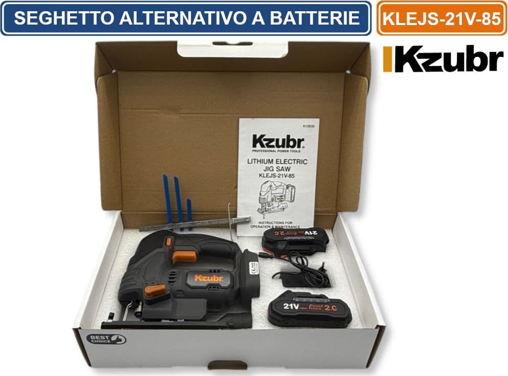 KZUBR KLEJS-21V-85 SEGHETTO ALTERNATIVO MULTIMATERIALE CORDLESS DOTATO DI 2 BATTERIE AL LITIO 21V 2.0 AH CON GUIDA LASER - 5