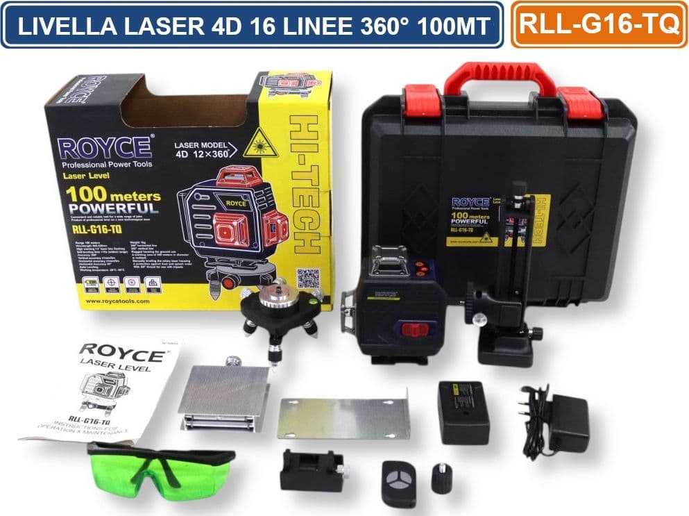ROYCE RLL-G16-TQ LIVELLA TRACCIATORE LASER AUTOLIVVELLANTE DI PRECISIONE 4D A 16 LINEE 360° - 2