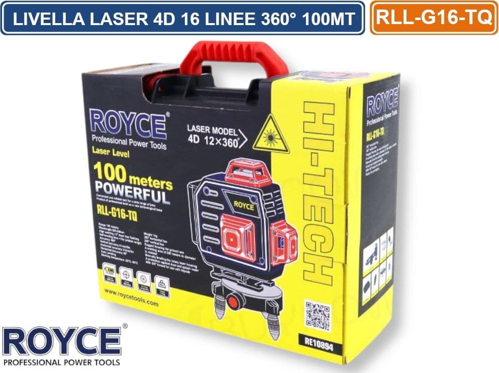 ROYCE RLL-G16-TQ LIVELLA TRACCIATORE LASER AUTOLIVVELLANTE DI PRECISIONE 4D A 16 LINEE 360° - 3