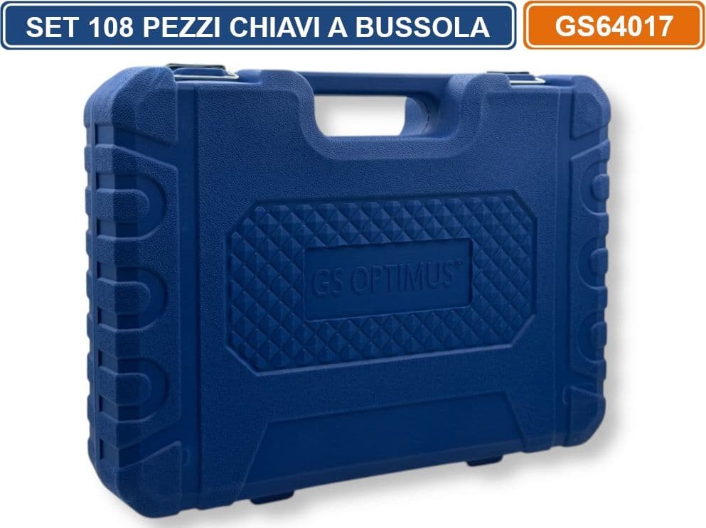 GS OPTIMUS GS64017 SET 108 PEZZI CHIAVI A BUSSOLA CON CRICCHETTO E ACCESSORI CROMO VANADIO CON VALIGIA - 4