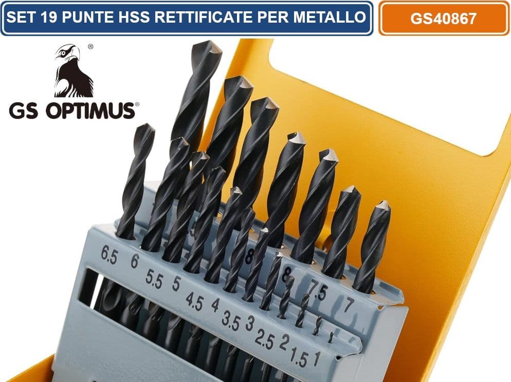 SET 19 PUNTE HSS RETTIFICATE DA Ø1-10 mm PER METALLO ATTACCO CILINDRICO - 2