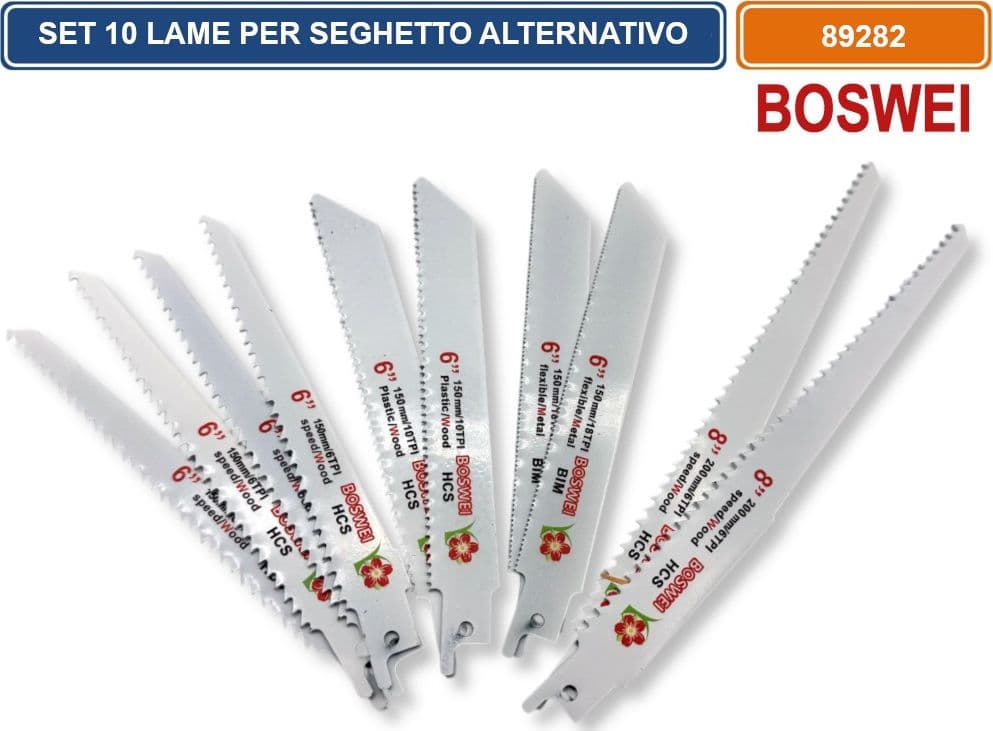 SET 10 LAME 6"/8" PER SEGHETTO ALTERNATIVO A GATTUCCIO PER LEGNO PLASTICA E METALLO - 2