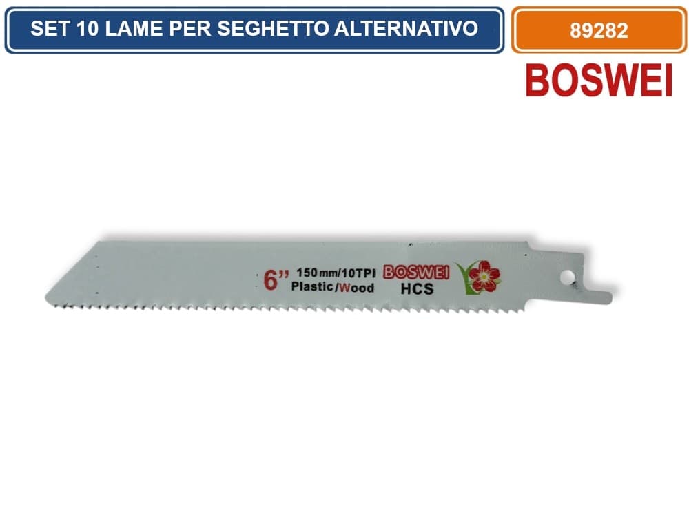 SET 10 LAME 6"/8" PER SEGHETTO ALTERNATIVO A GATTUCCIO PER LEGNO PLASTICA E METALLO - 4