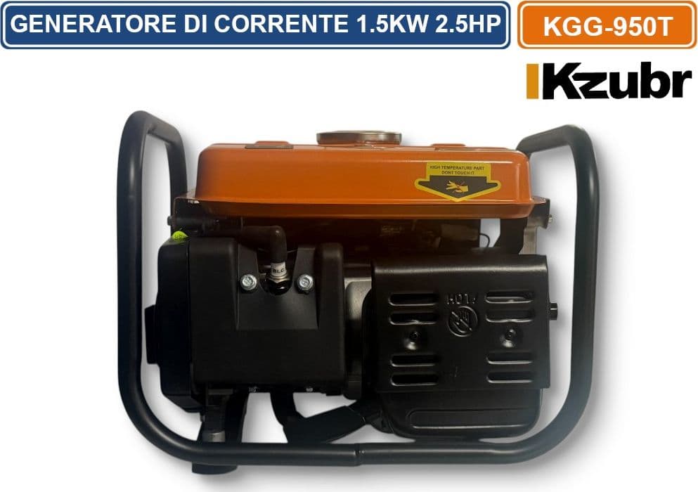 GENERATORE DI CORRENTE GRUPPO ELETTROGENO 650 WATT 1.5KW MONOFASE AC DC 2.5HP 63CC KGG-950T - 2