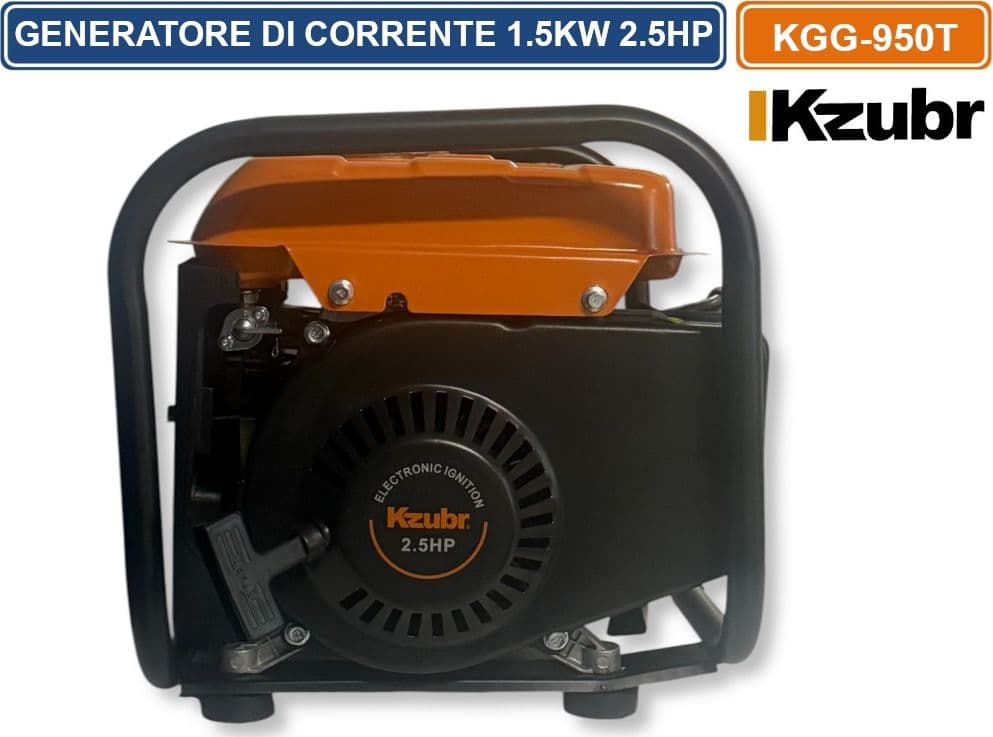 GENERATORE DI CORRENTE GRUPPO ELETTROGENO 650 WATT 1.5KW MONOFASE AC DC 2.5HP 63CC KGG-950T - 3