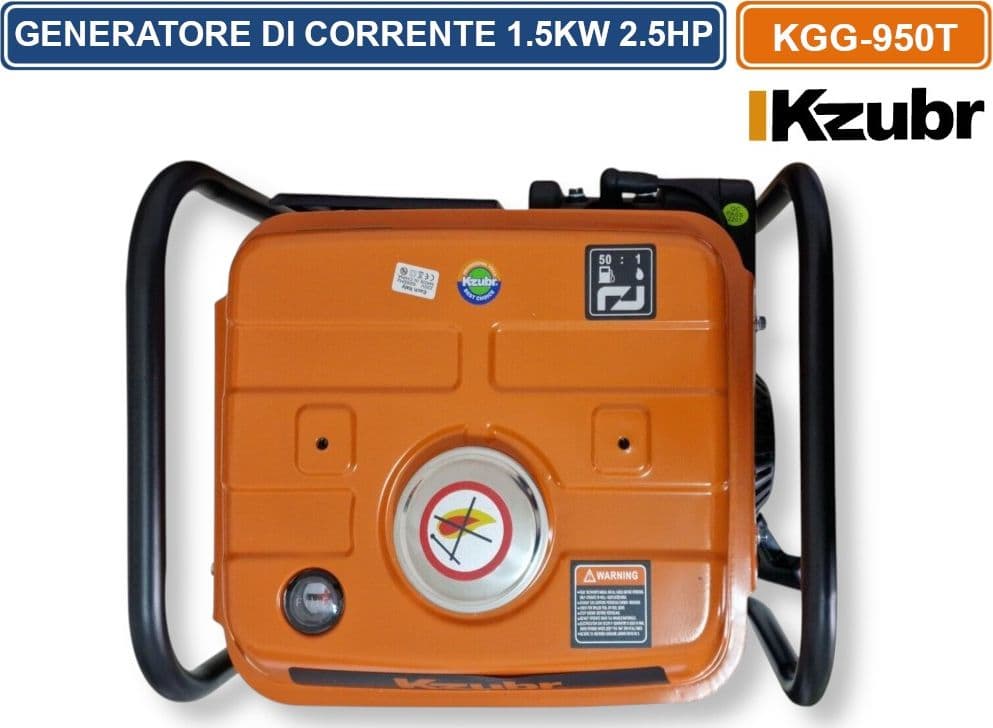 GENERATORE DI CORRENTE GRUPPO ELETTROGENO 650 WATT 1.5KW MONOFASE AC DC 2.5HP 63CC KGG-950T - 5
