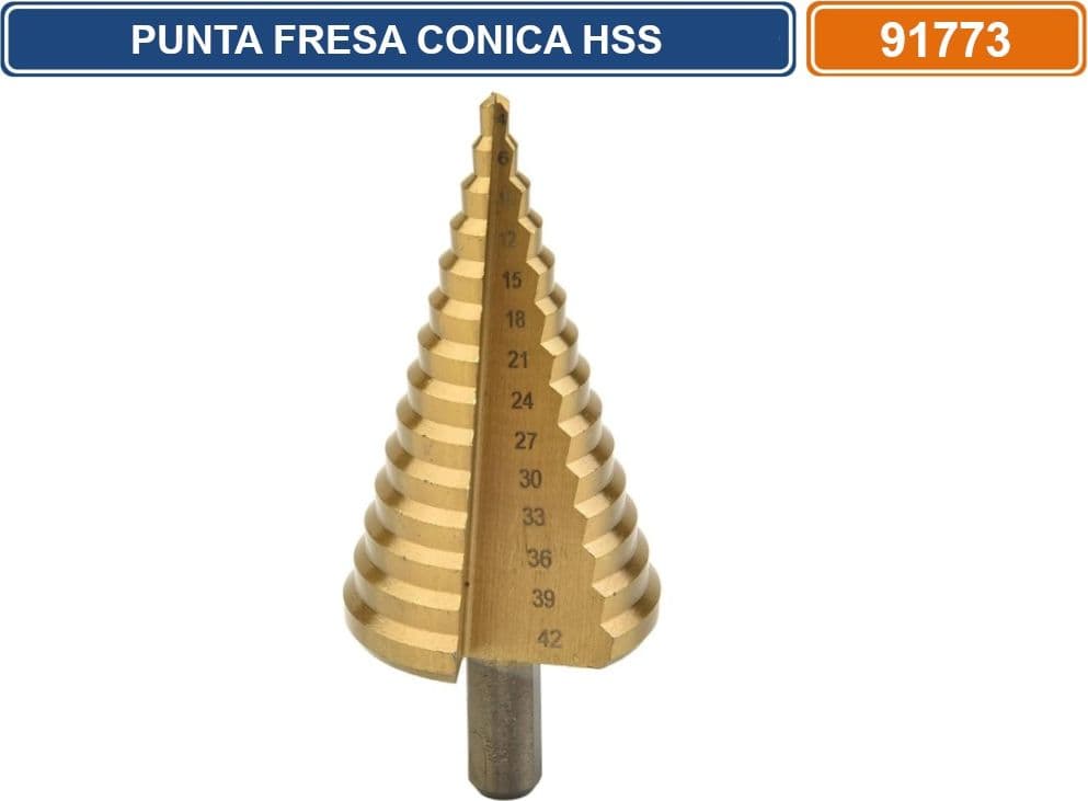 FRESA CONICA A GRADINO ACCIAIO HSS DA 4-39MM - 3