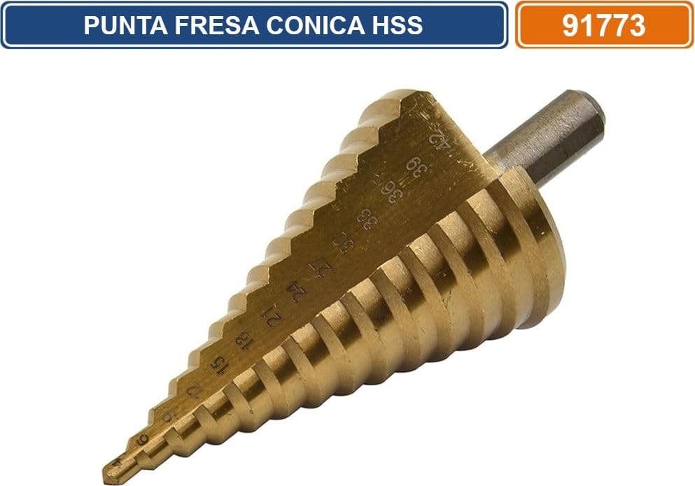 FRESA CONICA A GRADINO ACCIAIO HSS DA 4-39MM - 4