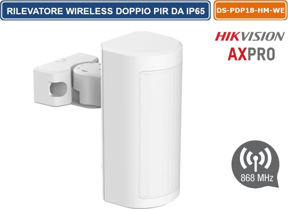 HIKVISION AX PRO SENSORE RILEVATORE DOPPIO INFRAROSSO RADIO DA ESTERNO IP65 18MT PET IMMUNE 24KG - 2