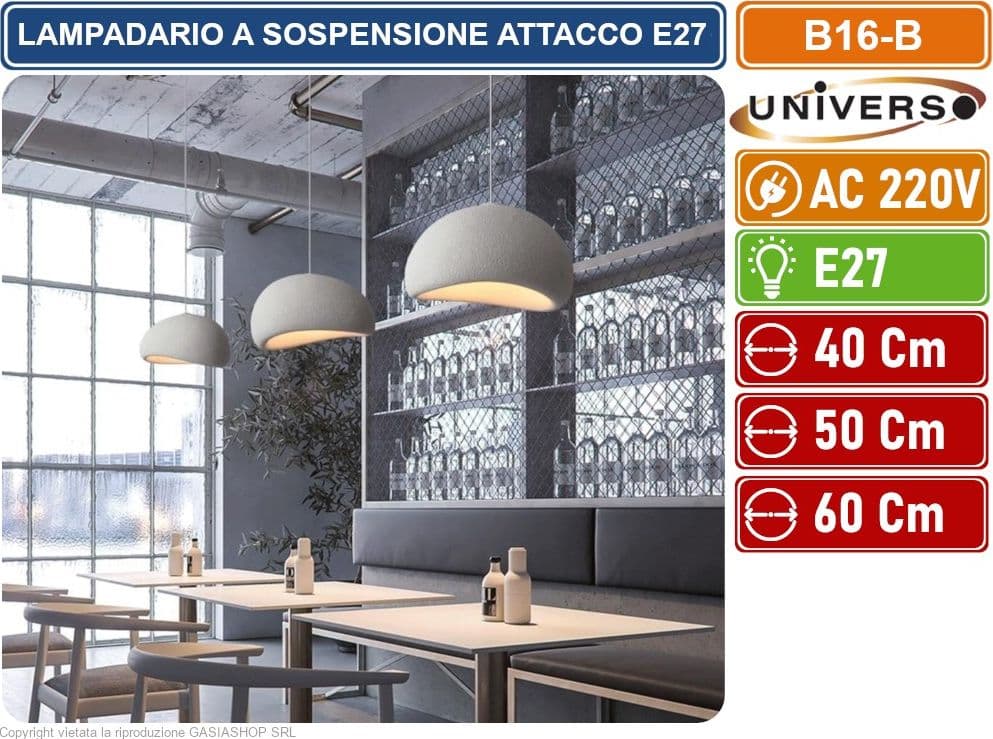 UNIVERSO B16-B LAMPADARIO A SOSPENSIONE EFFETTO PIETRA ATTACCO E27 DIAMETRO 40CM - 50CM - 60CM - 4