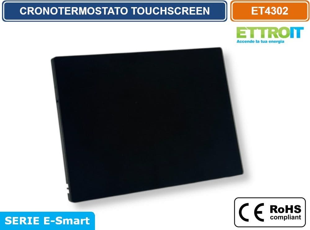 ETTROIT ET4302 CRONOTERMOSTATO TOUCH SCREEN AC 230V PROGRAMMABILE DA INCASSO SU SCATOLA 503 NERO - 3