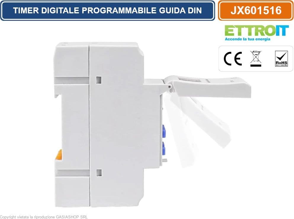 ETTROIT JX601516 TIMER DIGITALE SU GUIDA DIN PROGRAMMABILE 8 PROGRAMMI AC 220V 16A - 4